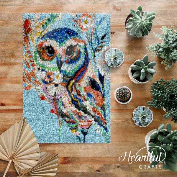 Splashy Spotted Owl - Latch Hook Rug Kit