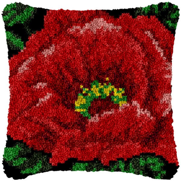 Delicate Red - Latch Hook Pillow Kit