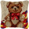 Brown Bear with Tie - Latch Hook Pillow Kit
