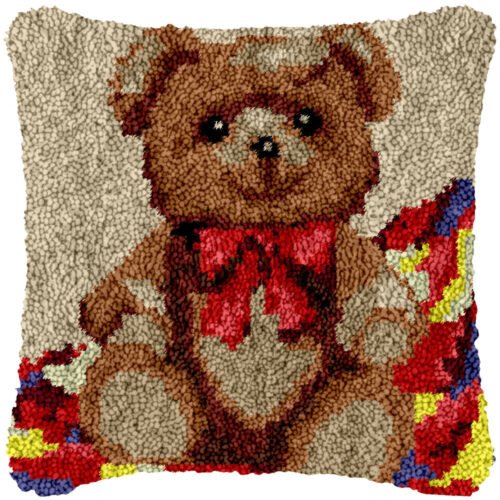 Brown Bear with Tie - Latch Hook Pillow Kit
