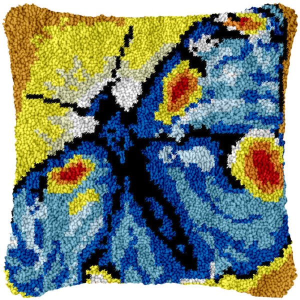 Azure Butterfly - Latch Hook Pillow Kit