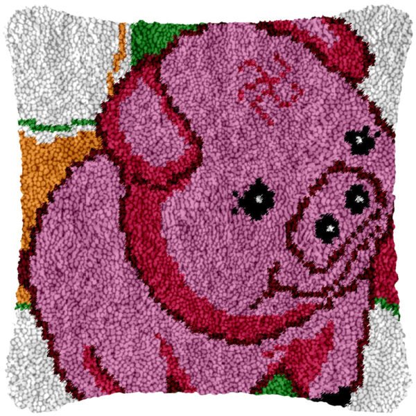 Shy Piglet - Latch Hook Pillow Kit