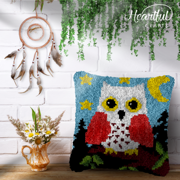 Midnight Watch Owl - Latch Hook Pillow Kit