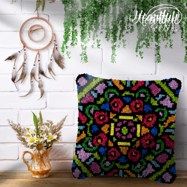 Heartful Mandala - Latch Hook Pillow Kit