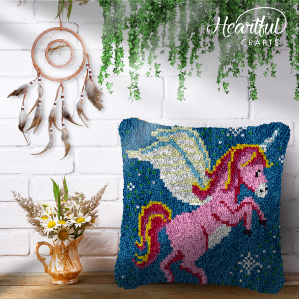 Flying Unicorn - Latch Hook Pillow Kit