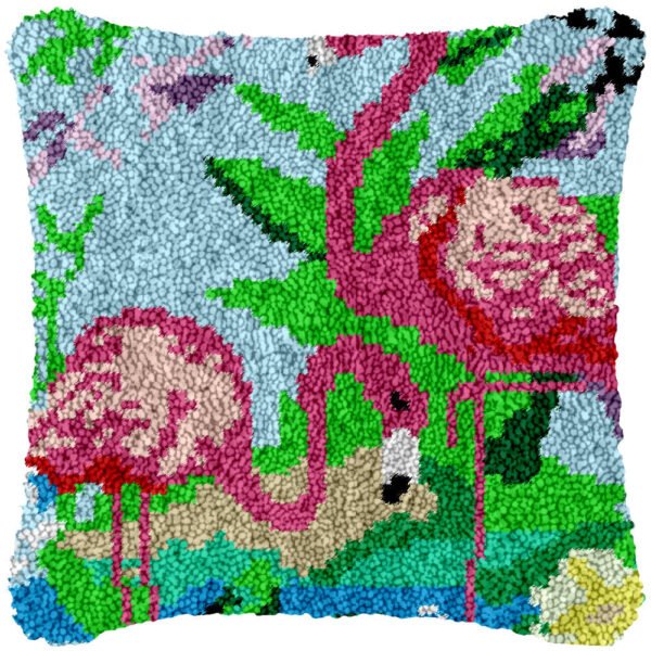 Flamingo Pair - Latch Hook Pillow Kit