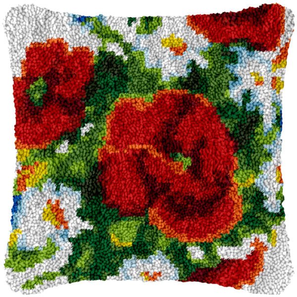 Red White Garden - Latch Hook Pillow Kit