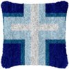 White Blue Cross - Latch Hook Pillow Kit