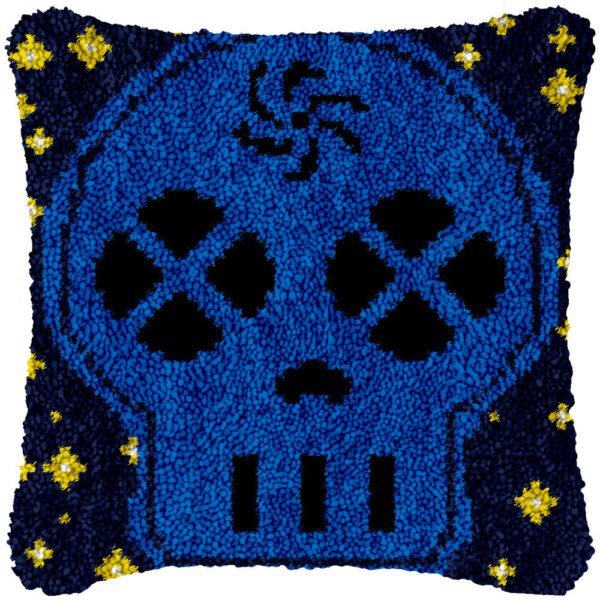 Blue Skull - Latch Hook Pillow Kit