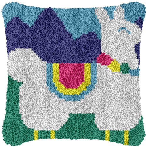 White Llama - Latch Hook Pillow Kit