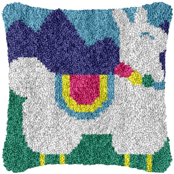 White Llama - Latch Hook Pillow Kit