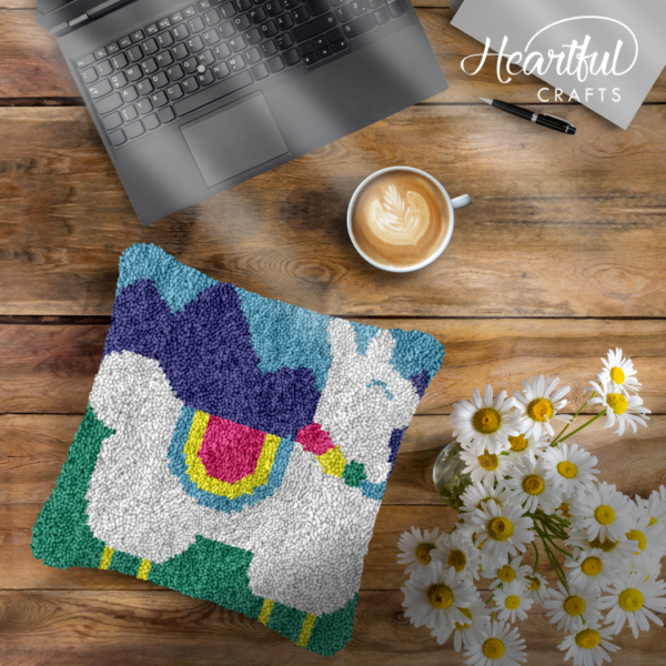 White Llama - Latch Hook Pillow Kit