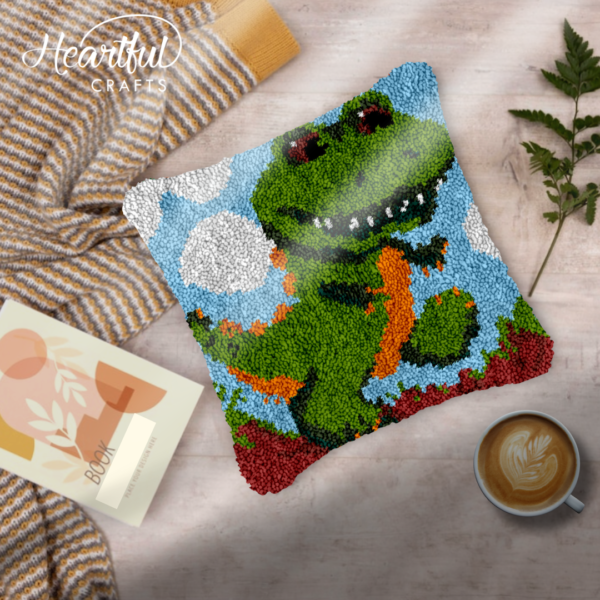 Scary Dino - Latch Hook Pillow Kit