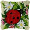 Ladybug and Flowers - Latch Hook Pillow Kit
