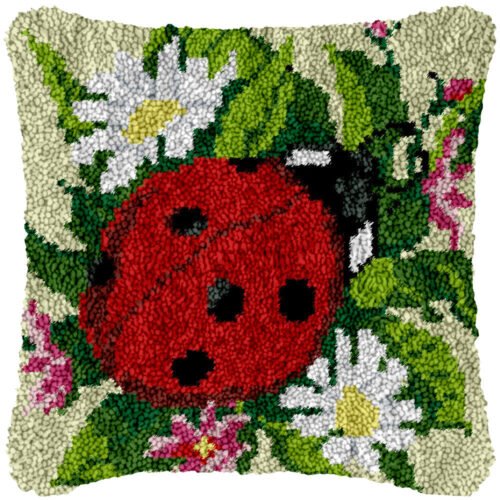 Ladybug and Flowers - Latch Hook Pillow Kit