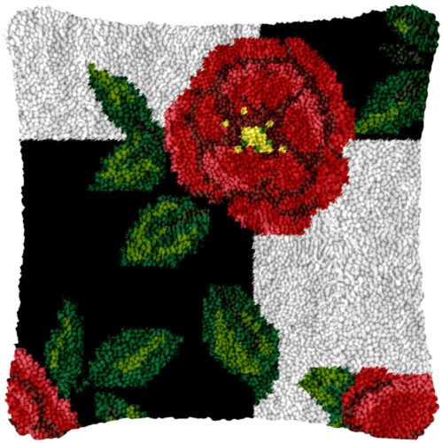 Black White and Red - Latch Hook Pillow Kit