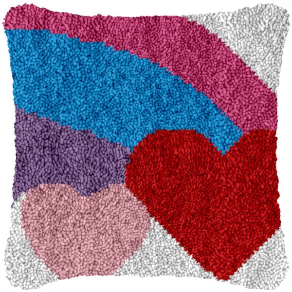Red Heart Purple Rainbow - Latch Hook Pillow Kit