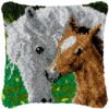 White Mare and Foal - Latch Hook Pillow Kit