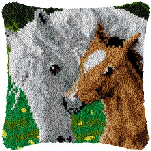BZ377_-_White_Mare_and_Foal.jpg White Mare and Foal - Latch Hook Pillow Kit
