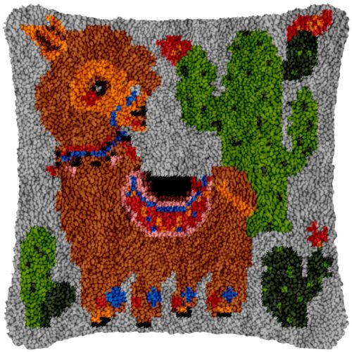Llama and Cactus - Latch Hook Pillow Kit
