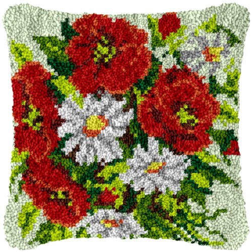 Red White Bouquet - Latch Hook Pillow Kit