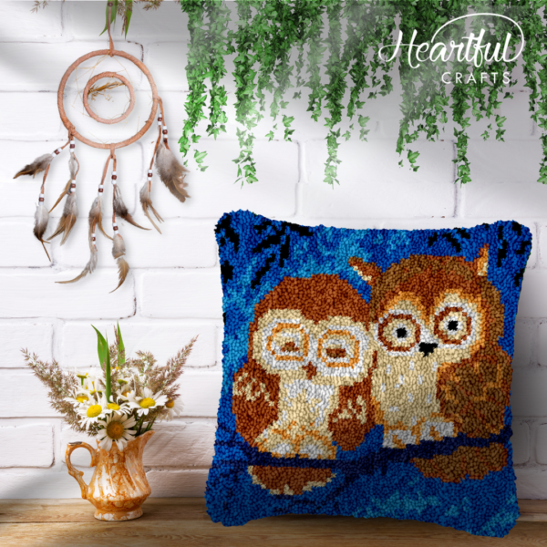 Dozing Owls - Latch Hook Pillow Kit