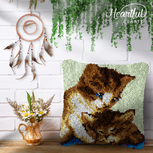 Playful Kittens - Latch Hook Pillow Kit