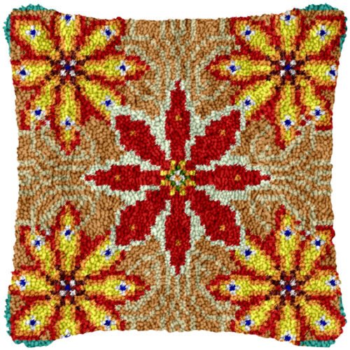 Red Flower Pattern - Latch Hook Pillow Kit