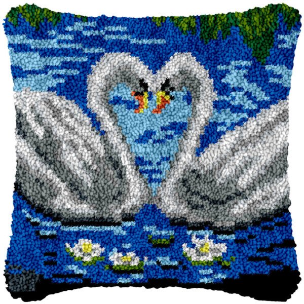 Romantic Swans - Latch Hook Pillow Kit