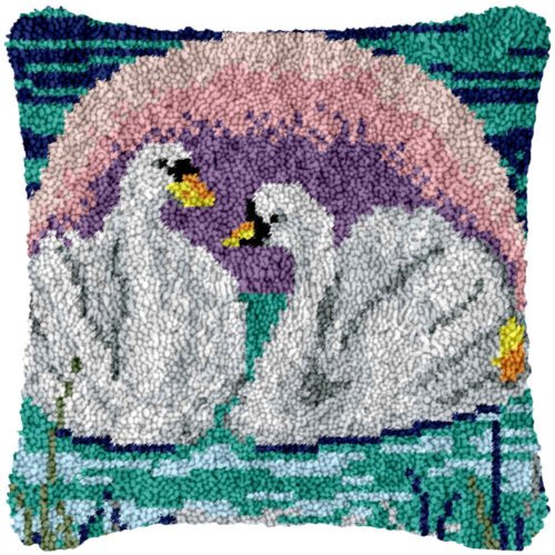 Intimate Swan Couple - Latch Hook Pillow Kit