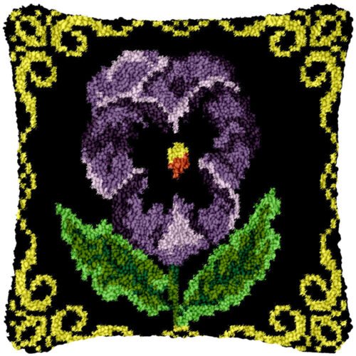 Purple Iris Flower - Latch Hook Pillow Kit
