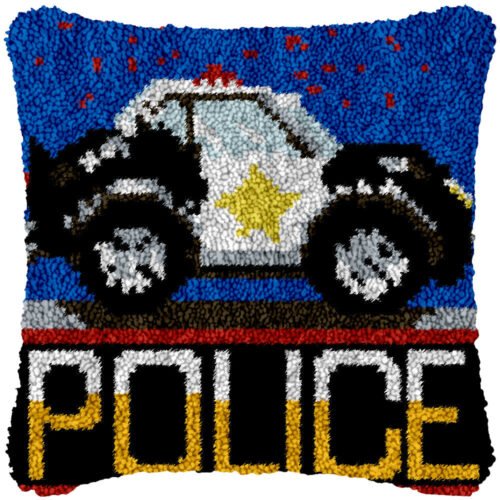Police Car - Latch Hook Pillow Kit