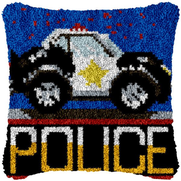 Police Car - Latch Hook Pillow Kit