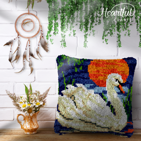 Night Swan - Latch Hook Pillow Kit