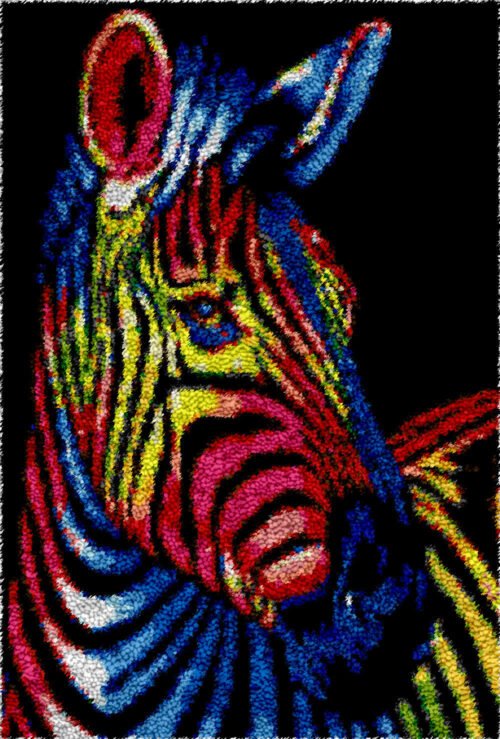 Rainbow Zebra - Latch Hook Rug kit
