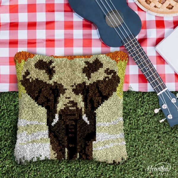 African Elephant - Latch Hook Pillow Kit