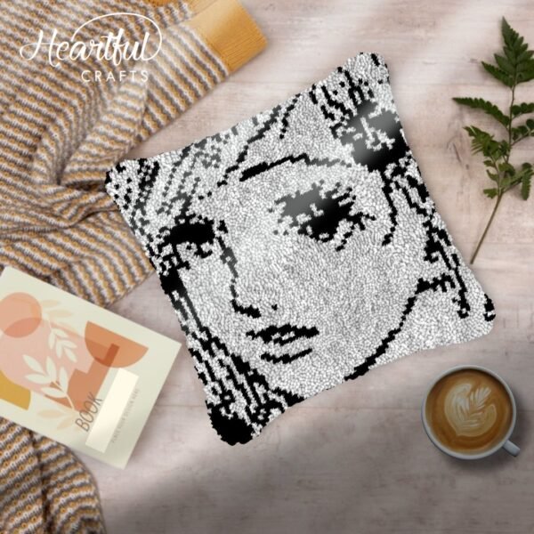 Anime Girl Sketch - Latch Hook Pillow Kit