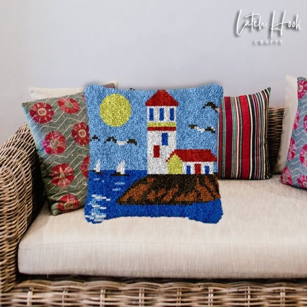 Artistic Lighthouse - Latch Hook Pillow Kit