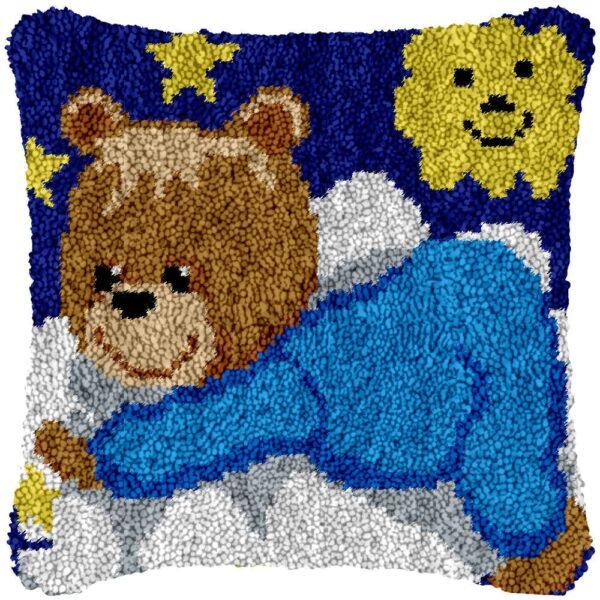 Baby Bear (Blue) - Latch Hook Pillow Kit
