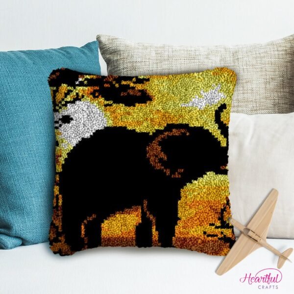 Baby Elephant Shadow - Latch Hook Pillow Kit