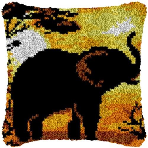 Baby Elephant Shadow - Latch Hook Pillow Kit
