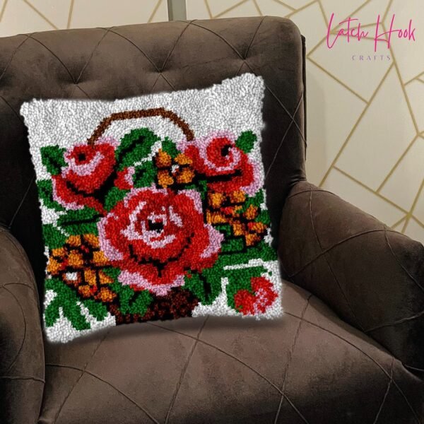 Basket of Roses - Latch Hook Pillow Kit
