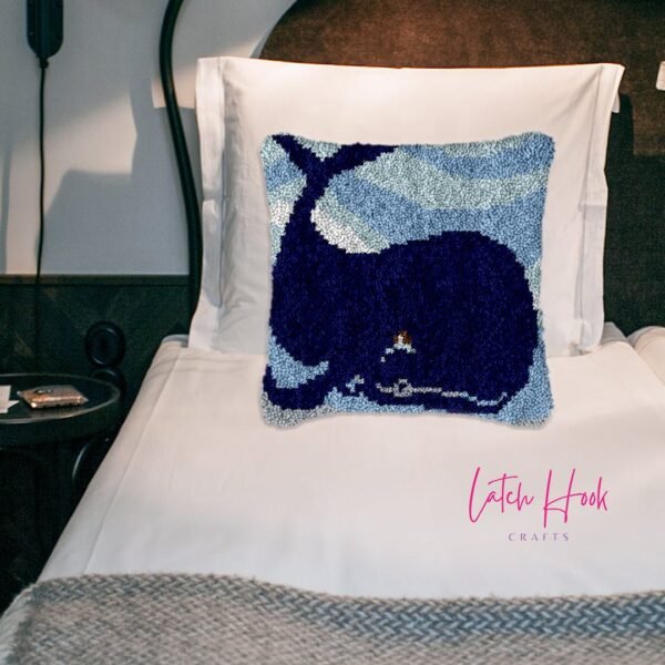 Big Blue Whale - Latch Hook Pillow Kit