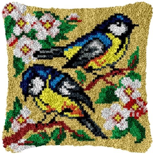 Birds and Flowers - Latch Hook Pillow Kit