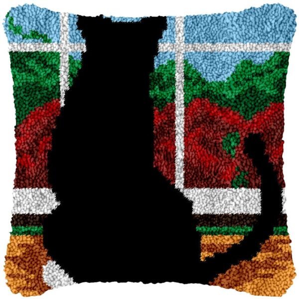 Black Cat - Latch Hook Pillow Kit