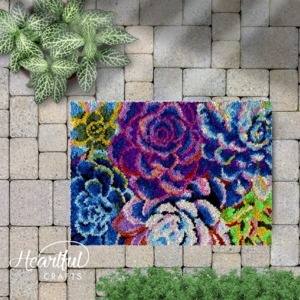 Blossoming Succulents - Latch Hook Rug Kit