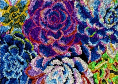 Blossoming Succulents - Latch Hook Rug Kit