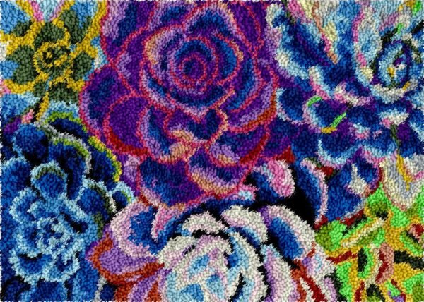 Blossoming Succulents - Latch Hook Rug Kit