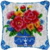 Blue China Bouquet - Latch Hook Pillow Kit