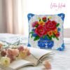 Blue China Bouquet - Latch Hook Pillow Kit